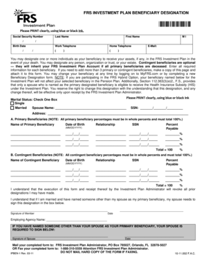 FRS Investment Plan Beneficiary Designation