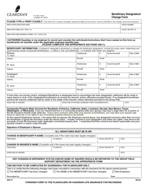 Beneficiary Designation Change Form