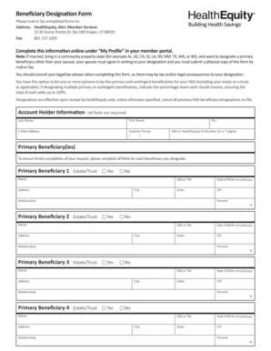 HealthEquity Beneficiary Designation Form