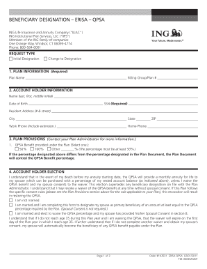 Beneficiary Designation ERISA QPSA Form