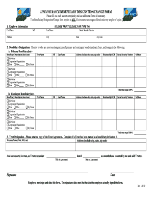 Life Insurance Beneficiary Designation Form