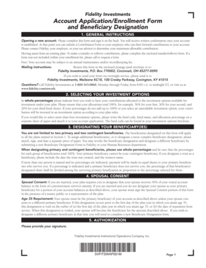 Fidelity Investments Account Application and Beneficiary Designation Form
