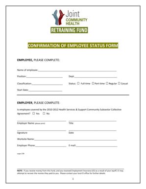 Confirmation of Employee Status Form