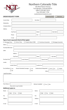 Title Insurance Order Request Form