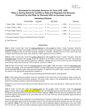 Ohio DTE 140R Revenue Calculation Worksheet