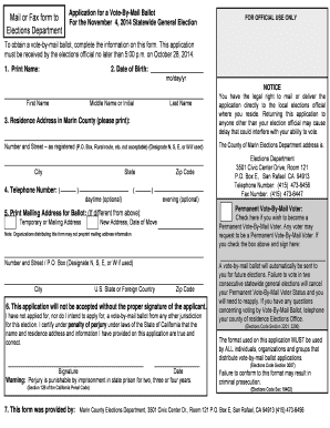 California Vote-By-Mail Ballot Application