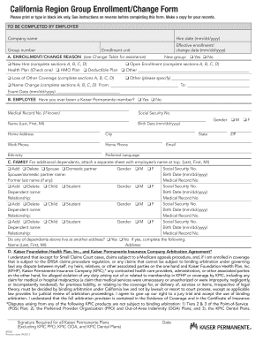 California Region Group Enrollment/Change Form