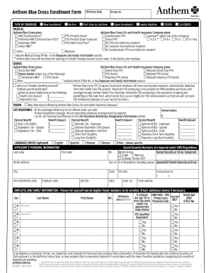 Fillable Online marincounty Anthem Blue Cross Enrollment ...