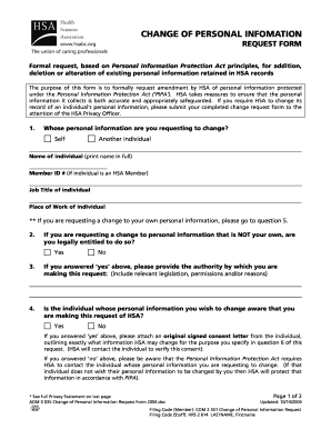 Change of Personal Information Request Form