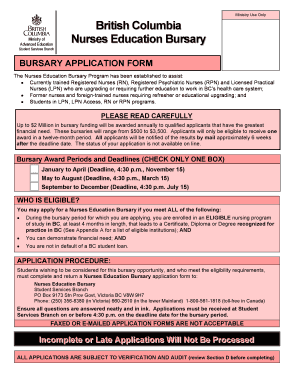 Nurses Education Bursary Application Form