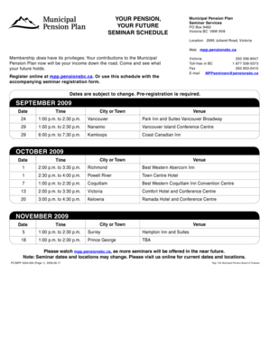 Municipal Pension Plan Seminar Registration Form