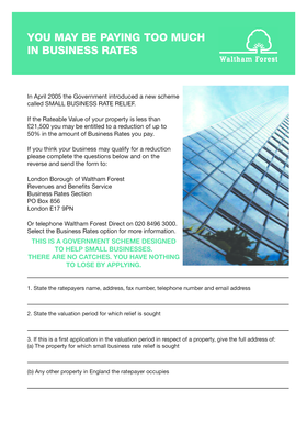 UK Small Business Rate Relief Application