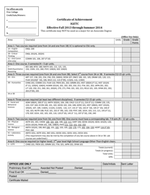 IGETC Certificate of Achievement