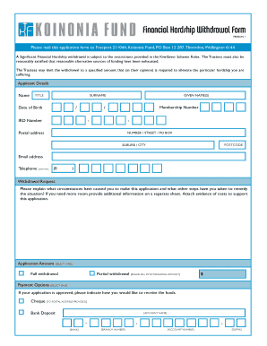KiwiSaver Financial Hardship Withdrawal Form