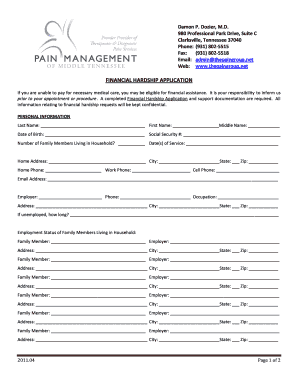 Letter of financial hardship - FINANCIAL HARDSHIP APPLICATION - ThePainGroup.net - thepaingroup