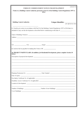 Commencement Notice for Development
