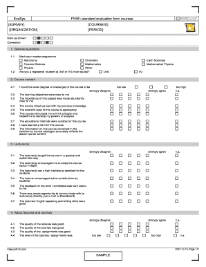 SAMPLE EvaSys FNWI: standard evaluation form courses SURVEY ... - science uva