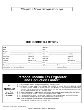 2008 Personal Income Tax Organizer and Deduction Finder