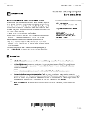 TD Ameritrade 529 College Savings Plan Enrollment Form