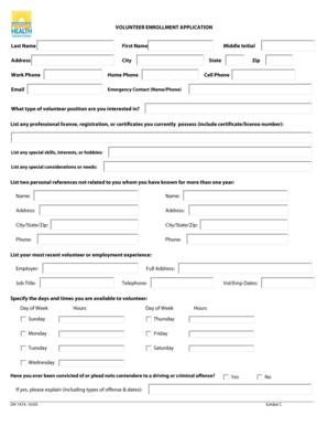Volunteer Enrollment Application