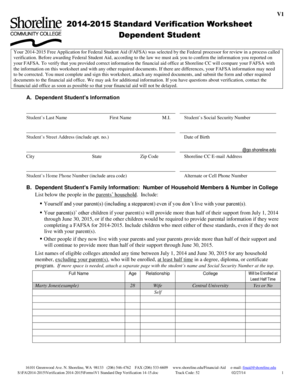 2014-2015 Verification Worksheet