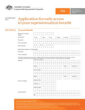 Early Access to Associate Preserved Superannuation Benefit Form