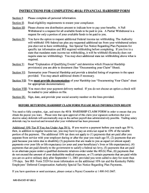 401k Financial Hardship Claim Form