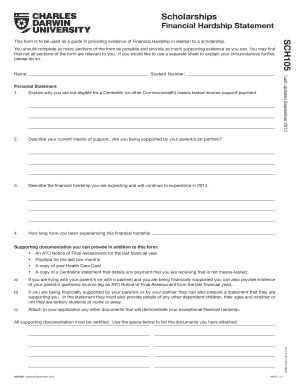 Financial Hardship Statement for Scholarship