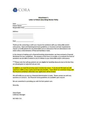 Patient Waiver Policy Letter