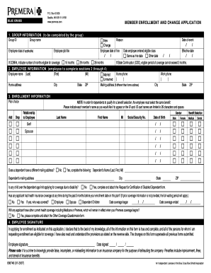 Premera Member Enrollment and Change Application