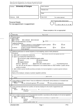 University of Cologne Employment Form