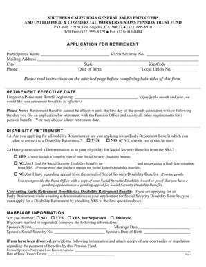 Southern California General Sales Employers Retirement Application