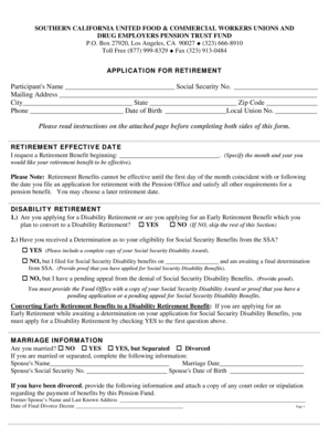 Southern California United Food & Commercial Workers Union Retirement Application