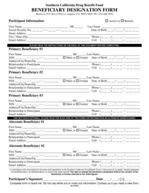 Southern California Drug Benefit Fund Beneficiary Designation Form