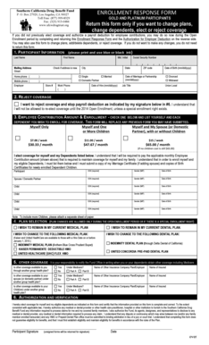 Southern California Drug Benefit Fund Enrollment Response Form