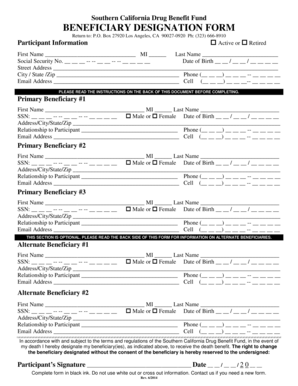 Southern California Drug Benefit Fund Beneficiary Designation Form