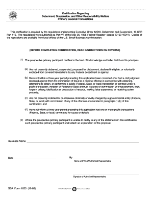 Certification Regarding Debarment