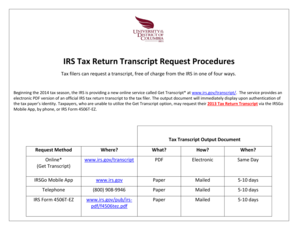 IRS Tax Return Transcript Request Procedures