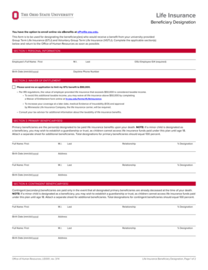 Life Insurance Beneficiary Designation Form