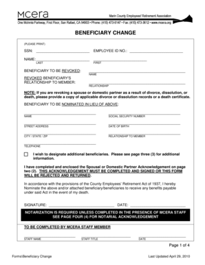 Beneficiary Change Form