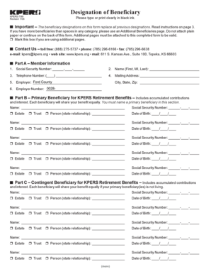 KPERS Designation of Beneficiary Form