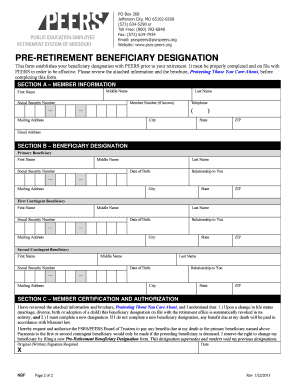 PEERS Pre-Retirement Beneficiary Designation Form