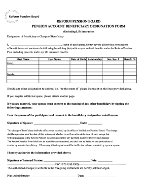 Pension Beneficiary Designation Form