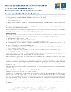 Death Benefit Beneficiary Nomination Form