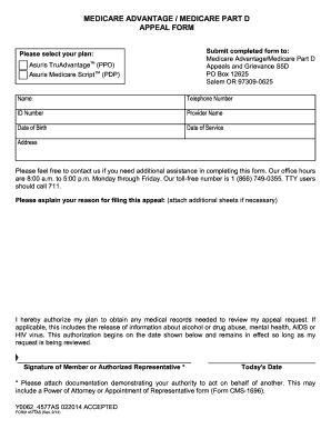 Medicare Advantage Part D Appeal Form
