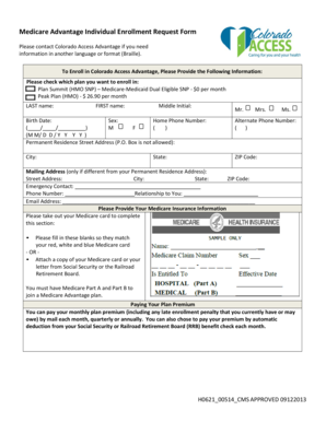 Medicare Advantage Individual Enrollment Request Form