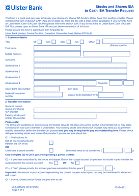 Stocks and Shares ISA Transfer Request