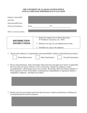 University of Alabama Annual Employee Performance Evaluation