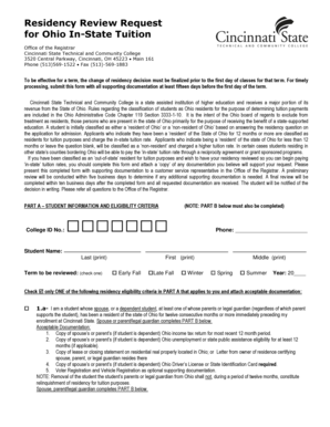 Residency Review Request for Ohio In-State Tuition