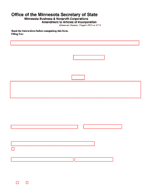 Minnesota Amendment to Articles of Incorporation